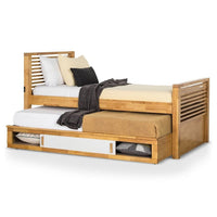Dilu Twin Size Captain Bed with Storage Trundle, Light Oak Brown - BM342414