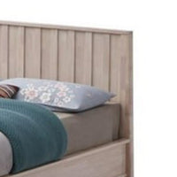 Vasu Full Size Bed, Reeded Headboard, Whitewash Solid Rubberwood - BM342415