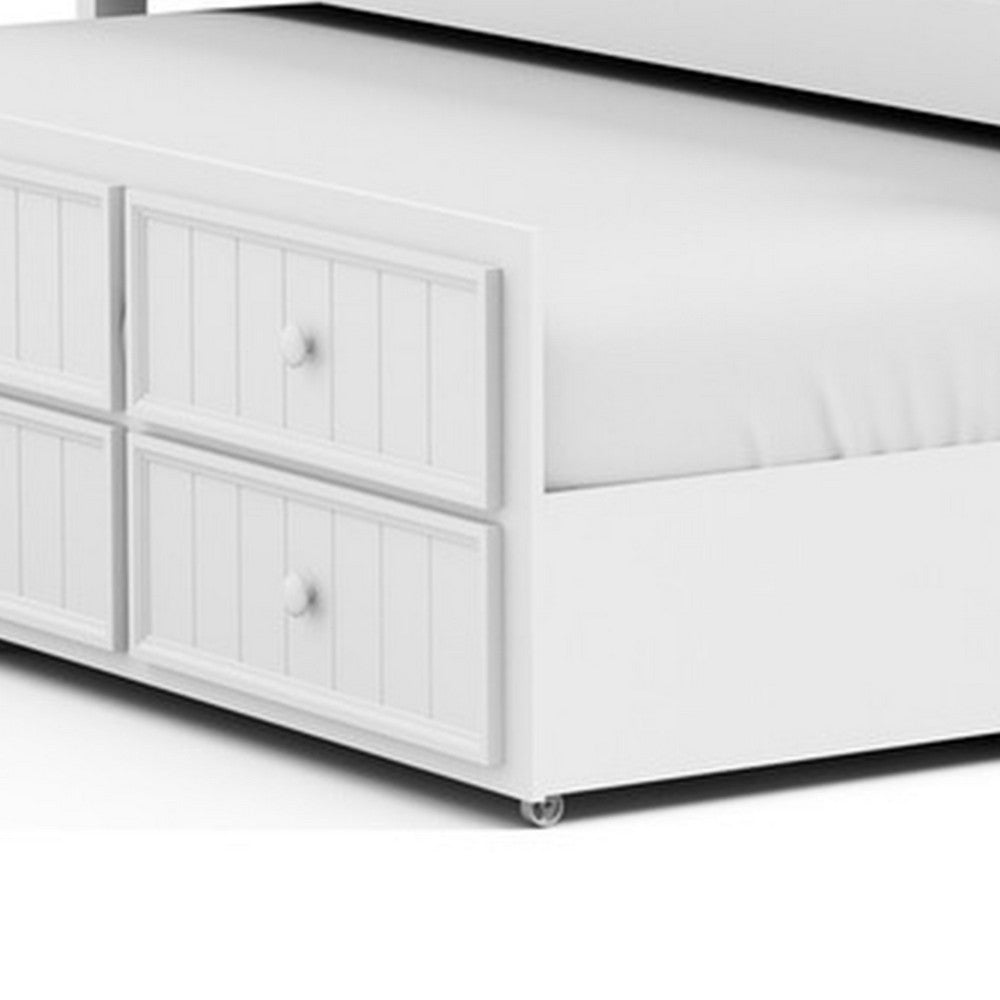 Toli Twin Captain Bed w Trundle, Drawers, White Curved Panel Headboard - BM342417