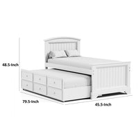 Toli Twin Captain Bed w Trundle, Drawers, White Curved Panel Headboard - BM342417
