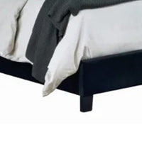 Hiu Queen Size Bed, Wingback Headboard in Black Velvet Like Upholstery - BM342419