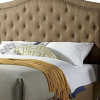 Cez Full Size Bed w Button Tufted Headboard, Brown Fabric Upholstery - BM342423