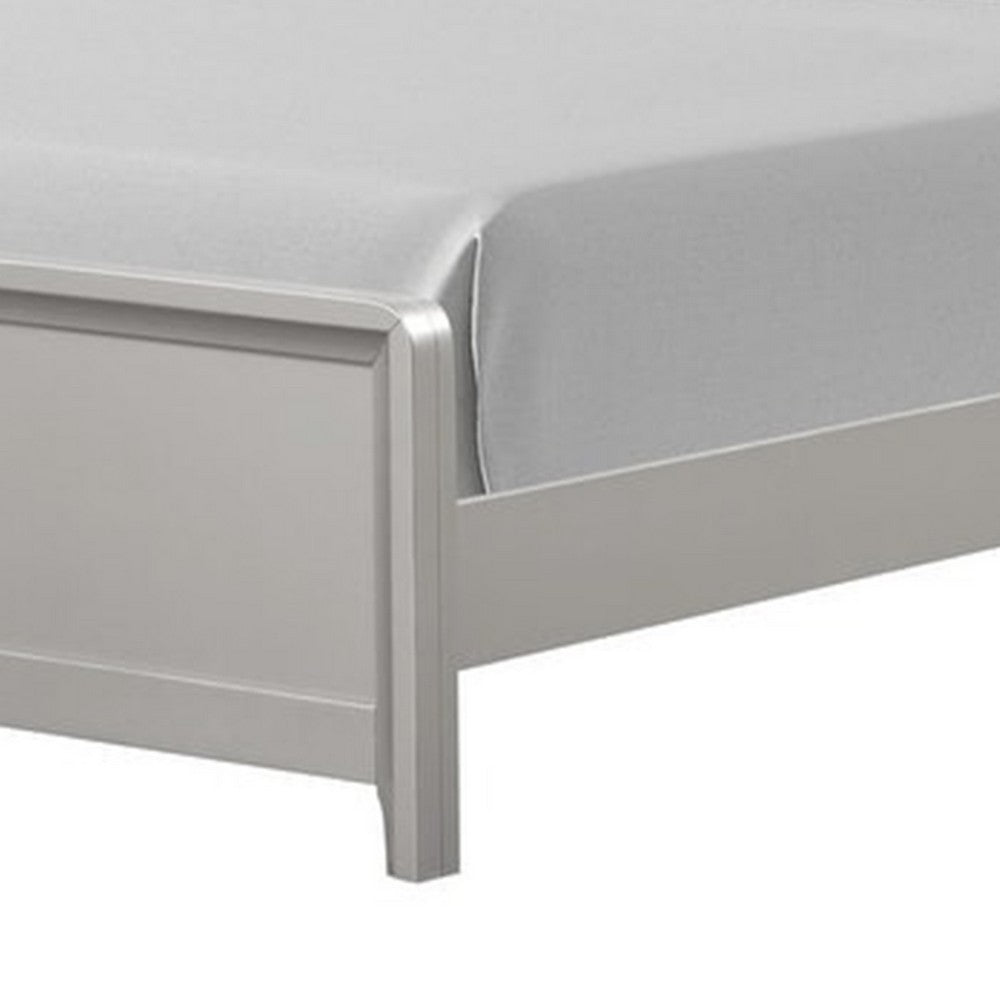 Broy Full Size Bed w LED Bookcase Headboard, Champagne Silver Veneer - BM342425