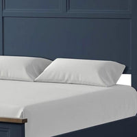 Tela Twin Size Bed w Recessed Panel Headboard, Dark Brown Trim, Blue - BM342429