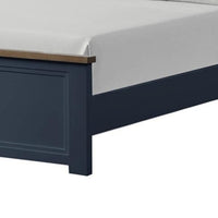Tela Twin Size Bed w Recessed Panel Headboard, Dark Brown Trim, Blue - BM342429
