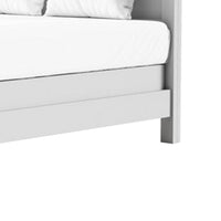 Tela Twin Size Bed w Recessed Panel Headboard, Dark Brown Trim, White - BM342431