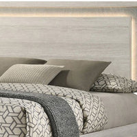 Nomi Queen Size Bed w LED on Headboard, Antique White Wash Finsih - BM342436