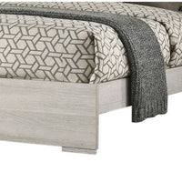 Nomi Queen Size Bed w LED on Headboard, Antique White Wash Finsih - BM342436