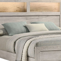 Miot Queen Size Bed w Headboard Shelves, Weathered White Wash Tone - BM342438