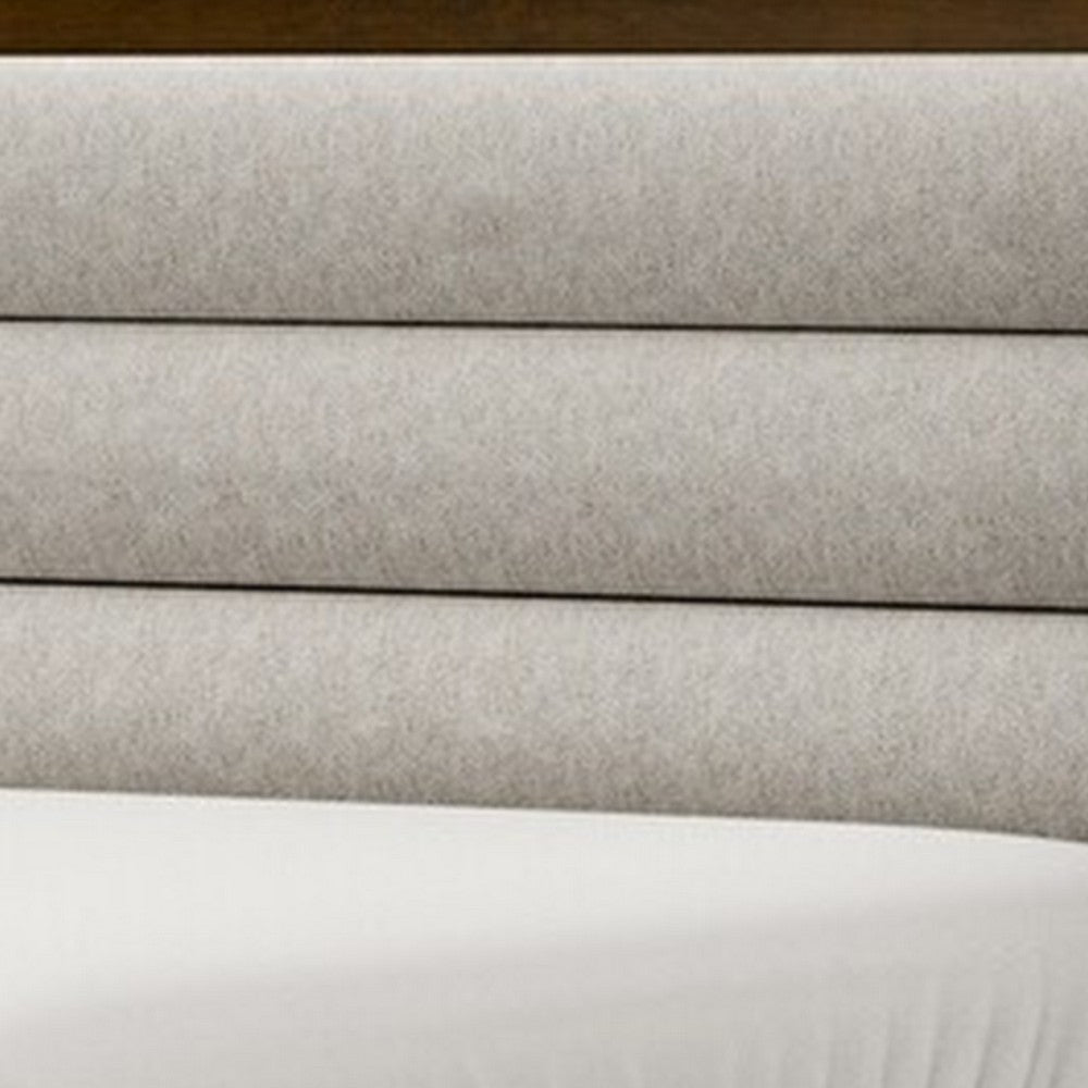 Cair Queen Bed, Channel Tufted Light Gray Fabric Upholstered, Brown - BM342439