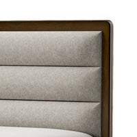 Cair Queen Bed, Channel Tufted Light Gray Fabric Upholstered, Brown - BM342439