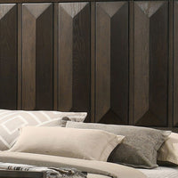 Fema King Bed, Vertical Facet Headboard and Footboard, Espresso Brown - BM342440