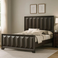Fema King Bed, Vertical Facet Headboard and Footboard, Espresso Brown - BM342440