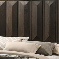 Fema Queen Bed, Vertical Facet Headboard and Footboard, Espresso Brown - BM342441