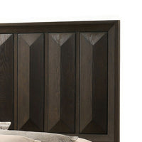 Fema Queen Bed, Vertical Facet Headboard and Footboard, Espresso Brown - BM342441