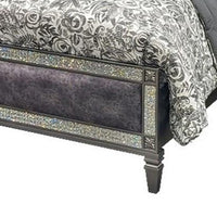 Laine Full Bed, Glam Crystal Acrylic Trim, Gray Fabric Upholstered - BM342442