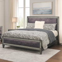 Laine Full Bed, Glam Crystal Acrylic Trim, Gray Fabric Upholstered - BM342442