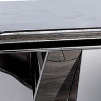 Vily Side End Table, 24 Inch Faux Marble Top, V-Style Chrome Pedestal - BM342452