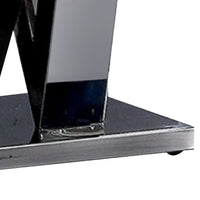 Vily Side End Table, 24 Inch Faux Marble Top, V-Style Chrome Pedestal - BM342452