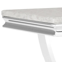 Wety Side End Table, 24 Inch Faux Marble Top, Curved Chrome Pedestal - BM342453