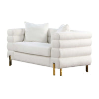 Lez Loveseat, 57 Inch, 2 Pillows, Horizontal Tufted Back, White Boucle - BM342454