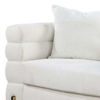 Lez Loveseat, 57 Inch, 2 Pillows, Horizontal Tufted Back, White Boucle - BM342454