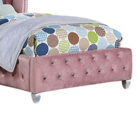 Zoha Twin Size Bed w Wingback Tufted Headboard, Cabriole Legs, Pink - BM342455