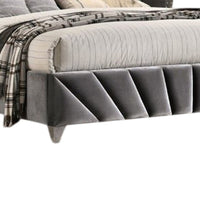 Ino Queen Size Bed w Wingback Headboard, Gray Fabric Upholstery - BM342458