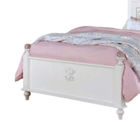 Bela Twin Size Bed w Button Tufted Headboard, White Faux Leather - BM342460