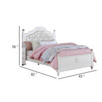 Bela Twin Size Bed w Button Tufted Headboard, White Faux Leather - BM342460