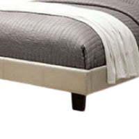 Rely Twin Size Bed w Button Tufted Headboard, Ivory Linen Upholstery - BM342462