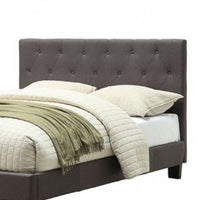 Rely Full Size Bed w Button Tufted Headboard, Gray Linen Upholstery - BM342463