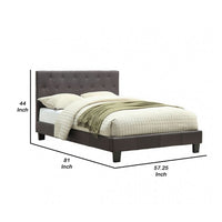 Rely Full Size Bed w Button Tufted Headboard, Gray Linen Upholstery - BM342463