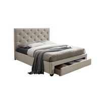 Sya Full Size Bed w Button Tufted Upholstery, Underbed Storage, Beige  - BM342465
