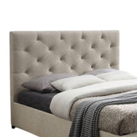 Sya Twin Size Bed w Button Tufted Upholstery, Underbed Storage, Beige  - BM342467