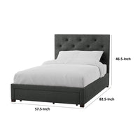 Sya Full Size Bed w Tufted Headboard, Underbed Storage, Dark Gray  - BM342468