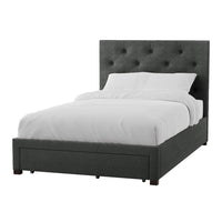 Sya Twin Size Bed w Tufted Headboard, Underbed Storage, Dark Gray  - BM342470
