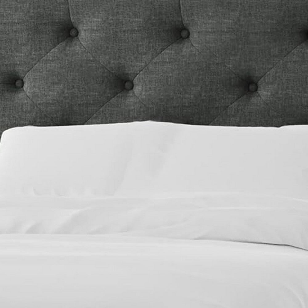 Sya Twin Size Bed w Tufted Headboard, Underbed Storage, Dark Gray  - BM342470