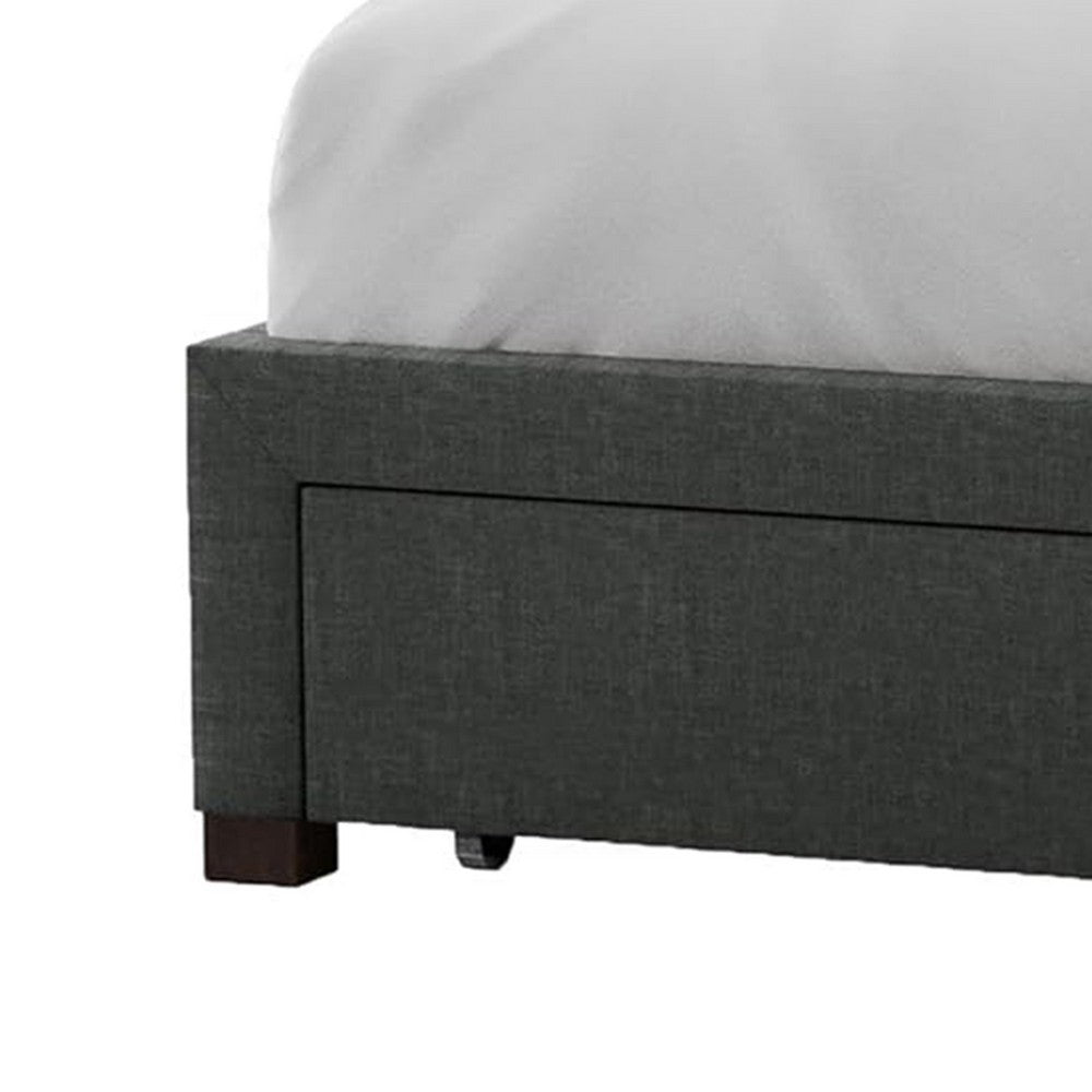 Sya Twin Size Bed w Tufted Headboard, Underbed Storage, Dark Gray  - BM342470