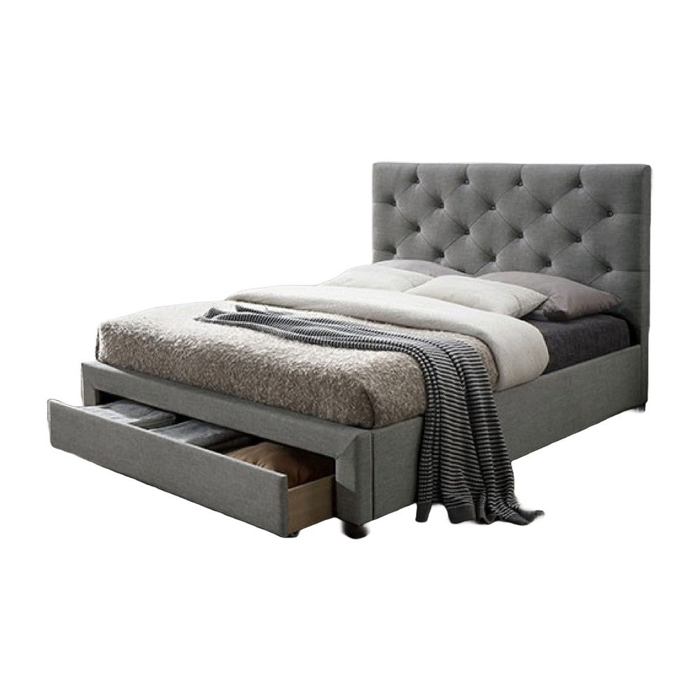 Sya Full Size Bed w Button Tufted Upholstery, Underbed Storage, Gray  - BM342473