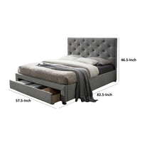 Sya Full Size Bed w Button Tufted Upholstery, Underbed Storage, Gray  - BM342473