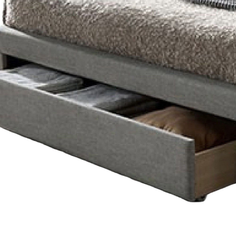 Sya Twin Size Bed w Button Tufted Upholstery, Underbed Storage, Gray  - BM342475