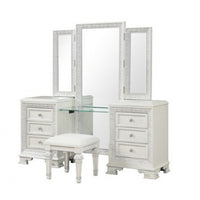 Miamy Vanity Set, 6 Drawers, Padded Stool, LED Mirror, Creamy White - BM342479