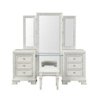 Miamy Vanity Set, 6 Drawers, Padded Stool, LED Mirror, Creamy White - BM342479