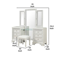 Miamy Vanity Set, 6 Drawers, Padded Stool, LED Mirror, Creamy White - BM342479