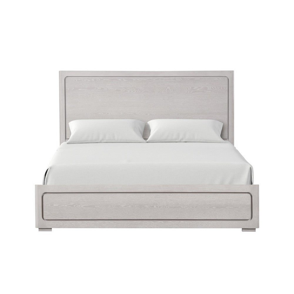 Thorne Queen Bed, Panel Design, Rounded Edges, White Oak Wood - BM342487