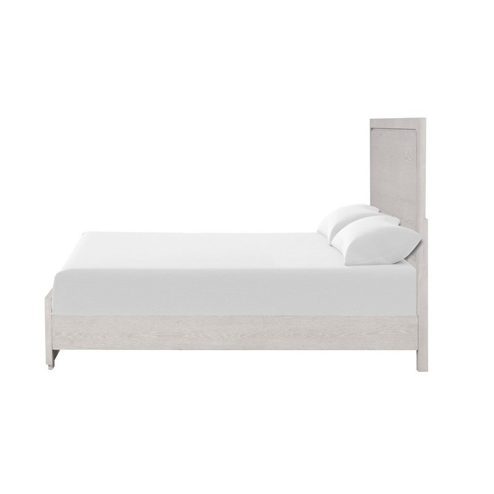 Thorne Queen Bed, Panel Design, Rounded Edges, White Oak Wood - BM342487