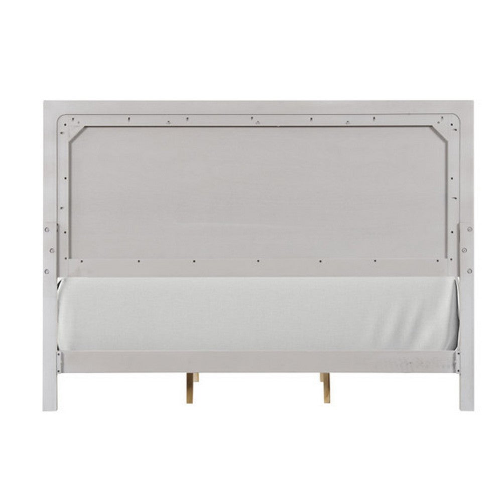 Thorne Queen Bed, Panel Design, Rounded Edges, White Oak Wood - BM342487