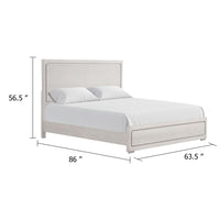Thorne Queen Bed, Panel Design, Rounded Edges, White Oak Wood - BM342487
