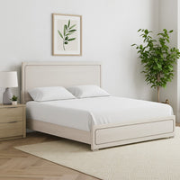 Thorne Queen Bed, Panel Design, Rounded Edges, White Oak Wood - BM342487